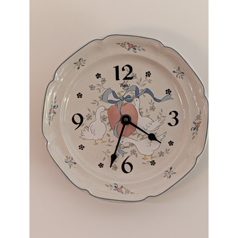 Blue Ribbon Goose Wall Clock Elgin Country Kitchen Farmhouse 1980s Marmalade